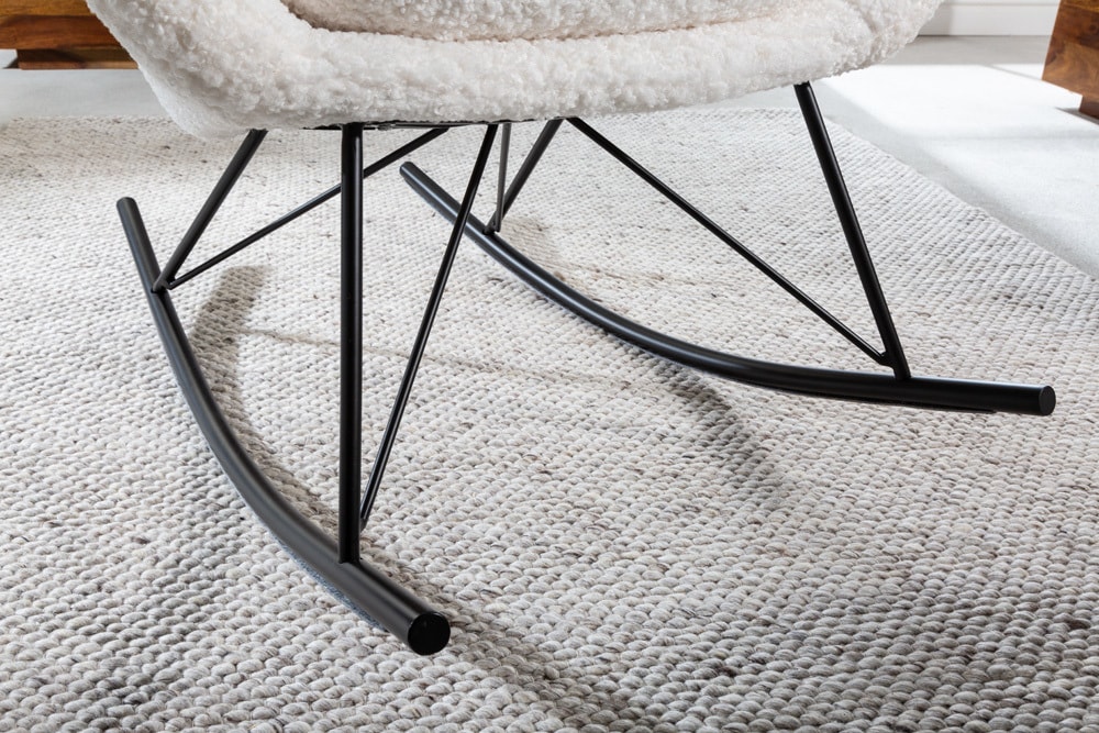 riess-ambiente Schaukelstuhl SCANDINAVIA SWING - weiß Bouclé Sessel schwarz Metall Wippmechanik