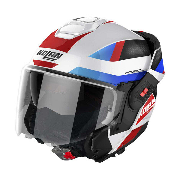 Nolan - Casque N120-1 Subway N-Com Blanc / Bleu / Rouge / Noir / Brillant
