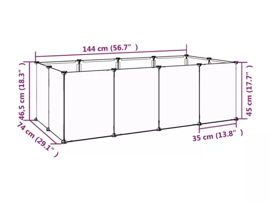 Cage pour petits animaux Transparent 144x74x46,5 cm PP et Acier