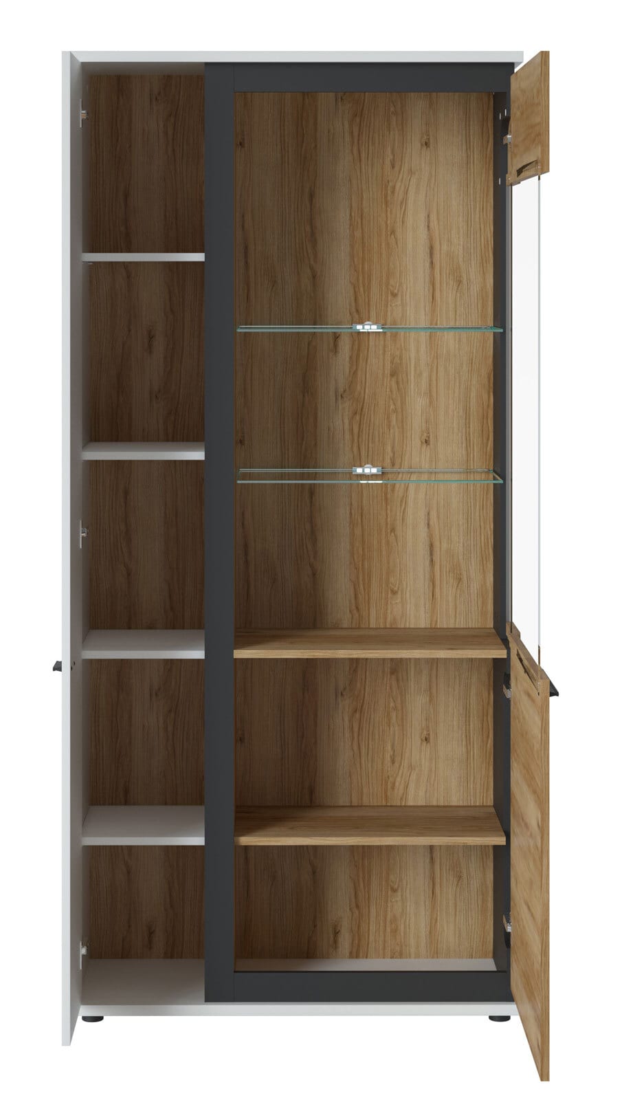 Vitrine Salinas 93x199,3x37cm Alpinweiß Catania Eiche