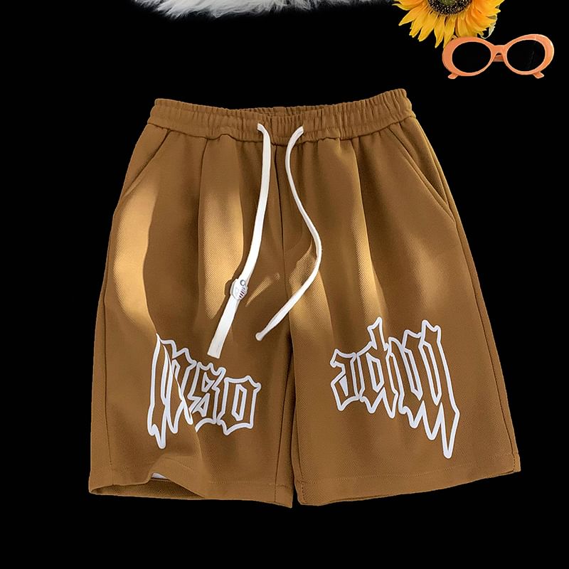 Kimeya - Sweatshorts met trekkoord en letterprint