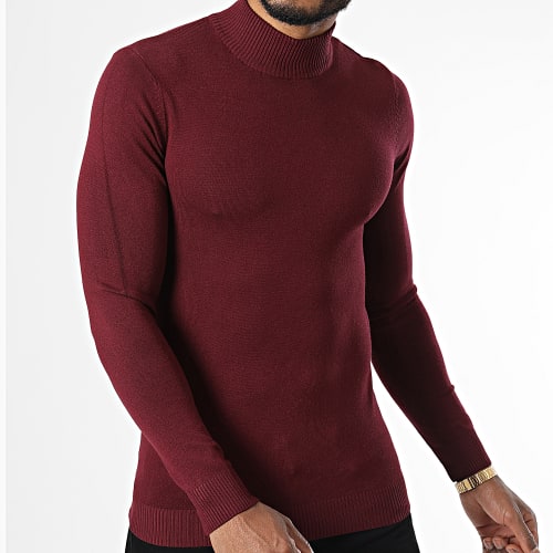 Pull Col Montant ZW013 Bordeaux
