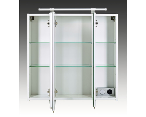 Spiegelkast van Möbelpartner Dorina, 80 x 15,7 x 75 cm, wit, 3-deurs