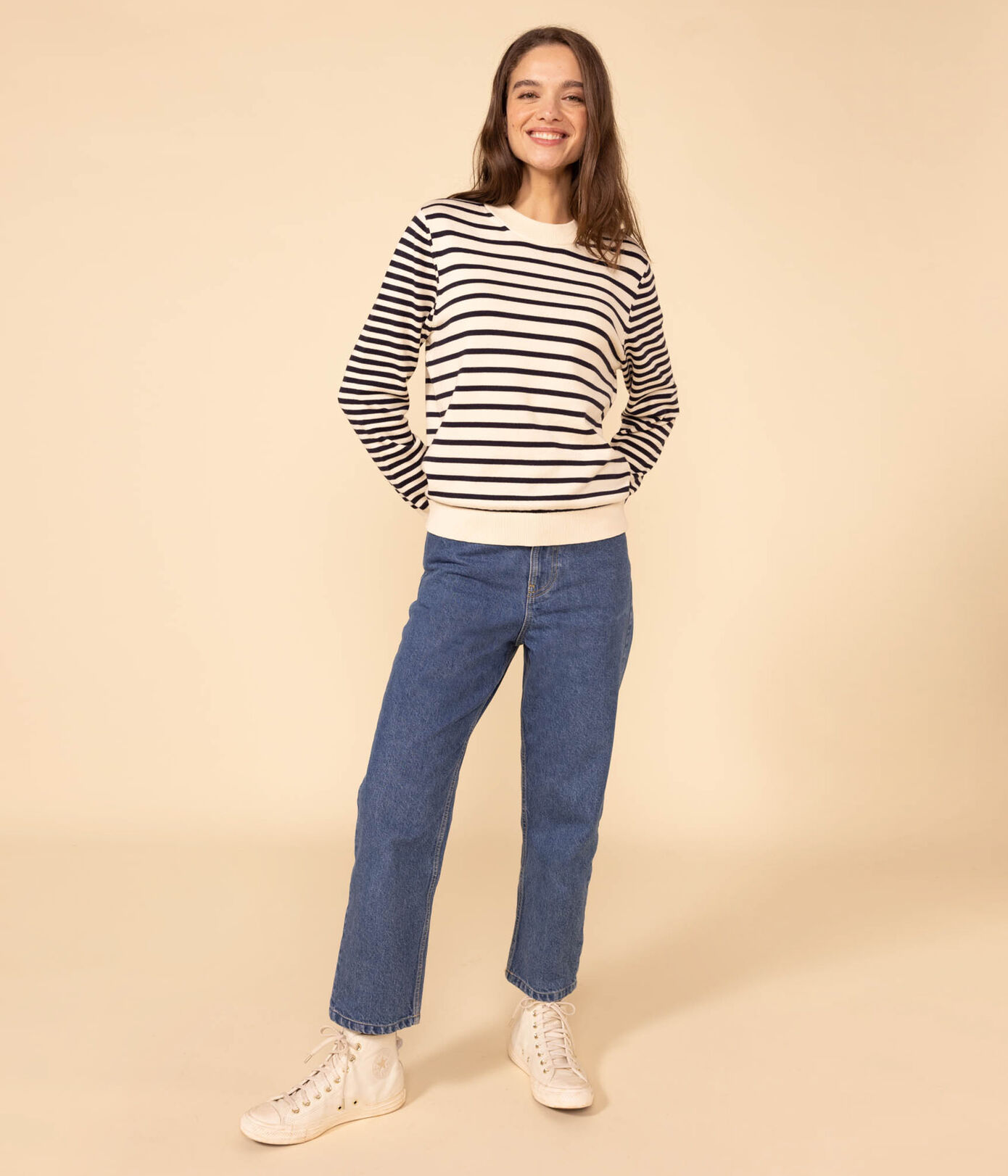 Pull en coton marinière Femme