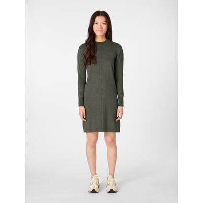Damen-Strickkleid Baumwolle, Salbeigrün