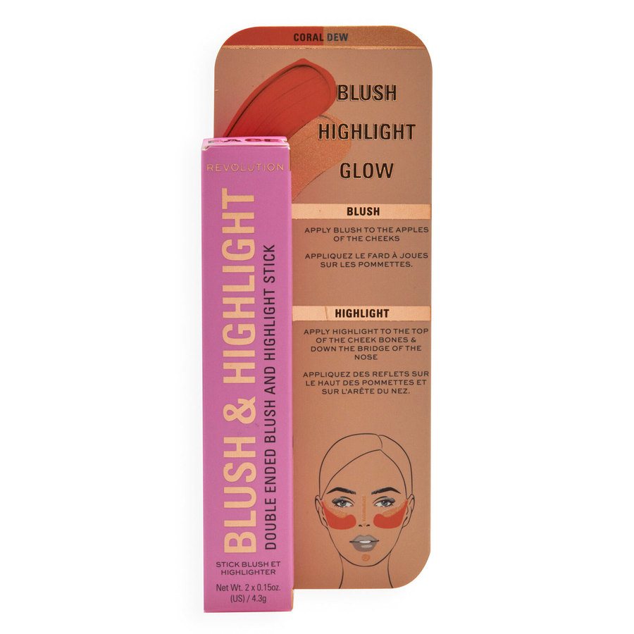 Makeup Revolution Blush & Highlight Stick Coral Dew 4,3g