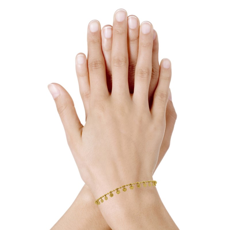 Bracelet Billes Plaqué Or Médailles Soleil