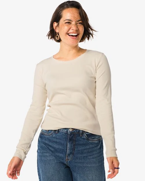 top femme Clara côtelé blanc cassé