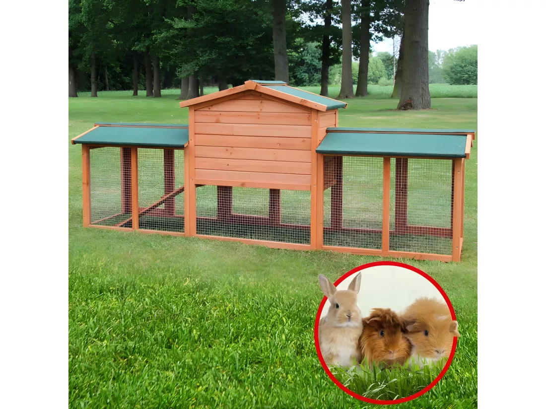 Cage Clapier Enclos lapin 203 x 53 x 85,5 cm petits animaux Modele XXL 040 BB LOISIR