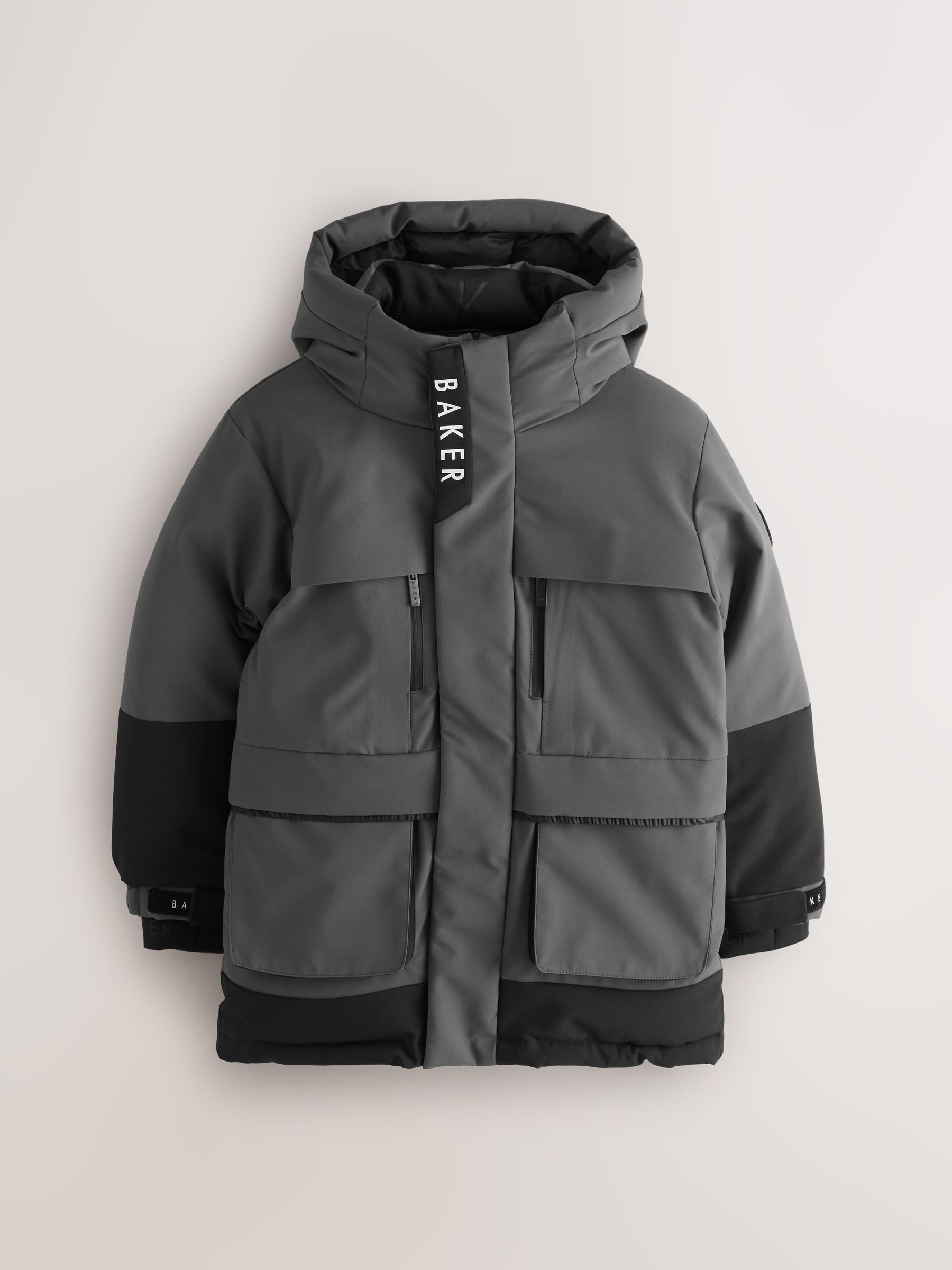 Antracietkleurig/zwart - Baker by Ted Baker regenbestendige colourblockparka