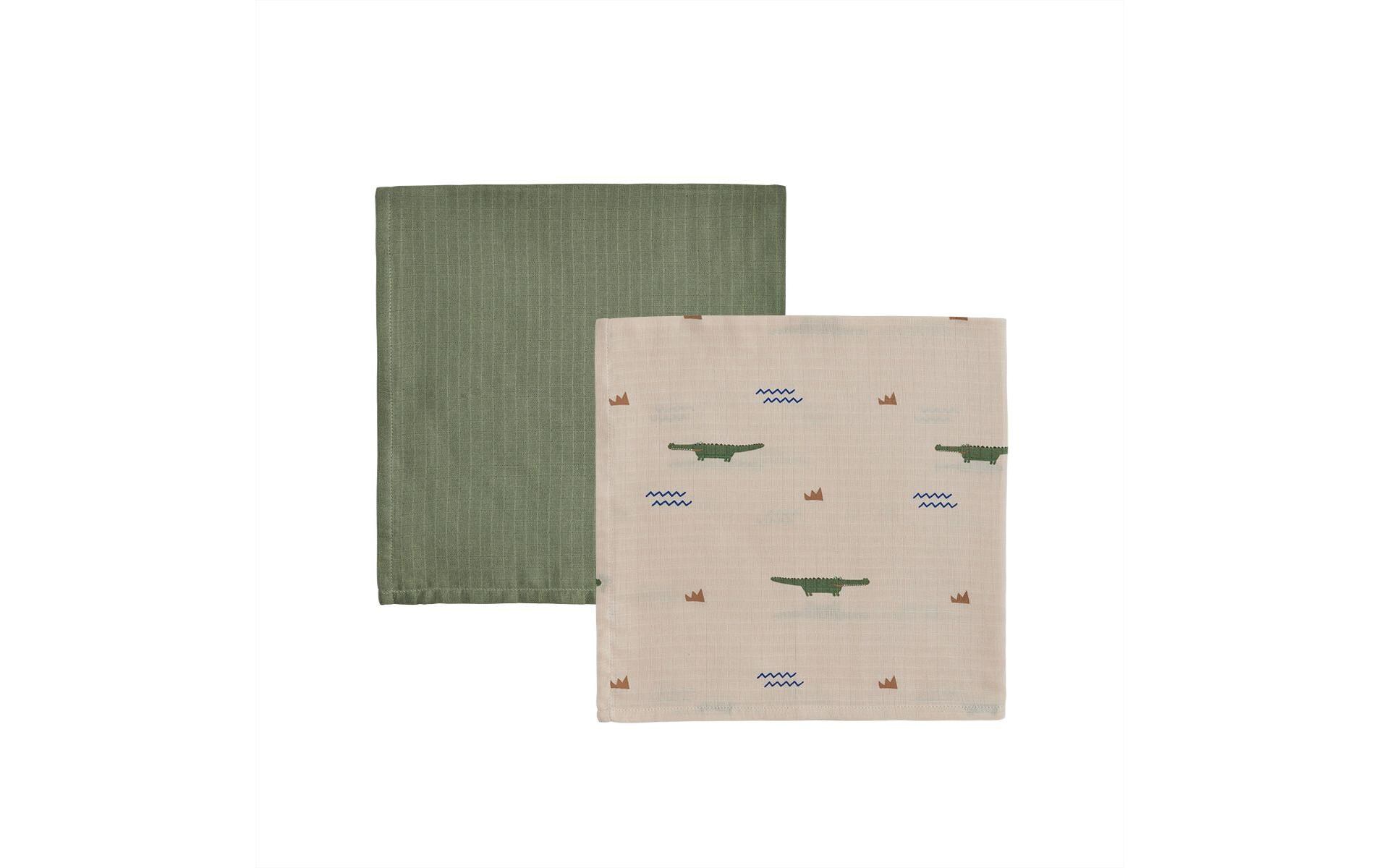 Mulltuch Crocodile 2 Stück, 70 x 70 cm, Beige/OlivgrünStoffwindeln
