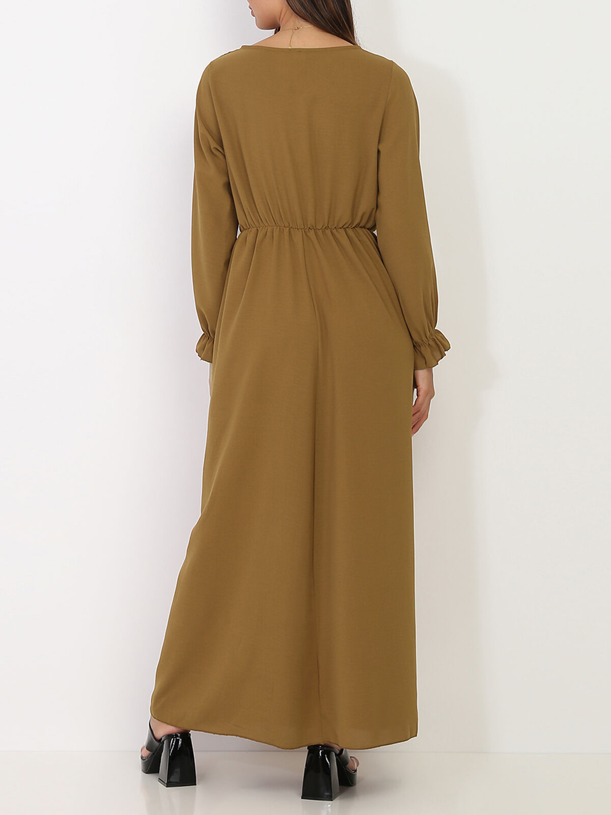 Robe portefeuille longue- Marron