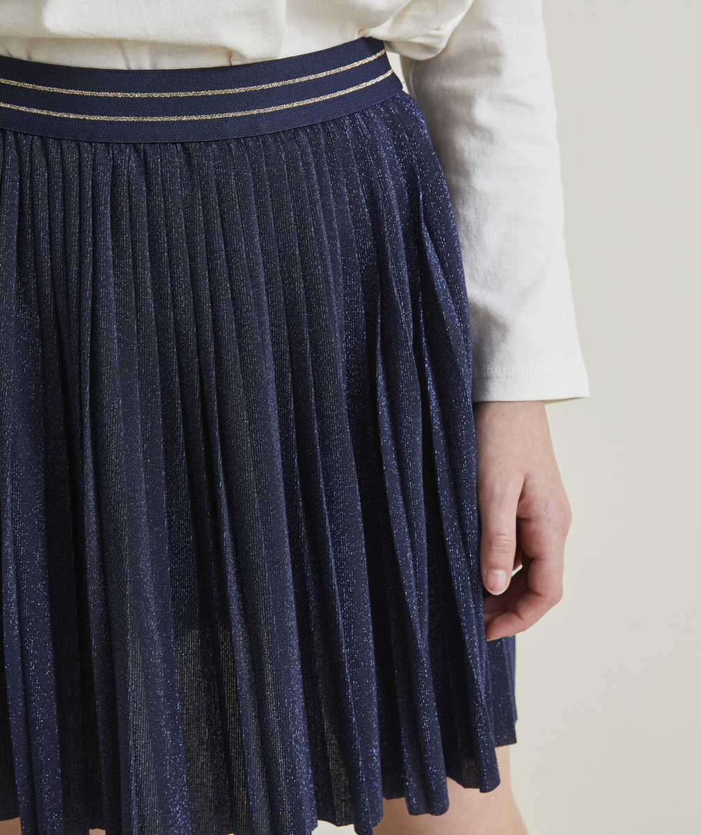 JUPE PLISSÉE FILLE BLEUE AVEC DÉTAILS PAILLETÉS