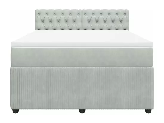 Sommier à lattes de lit et matelas Gris clair 140x190cm Velours