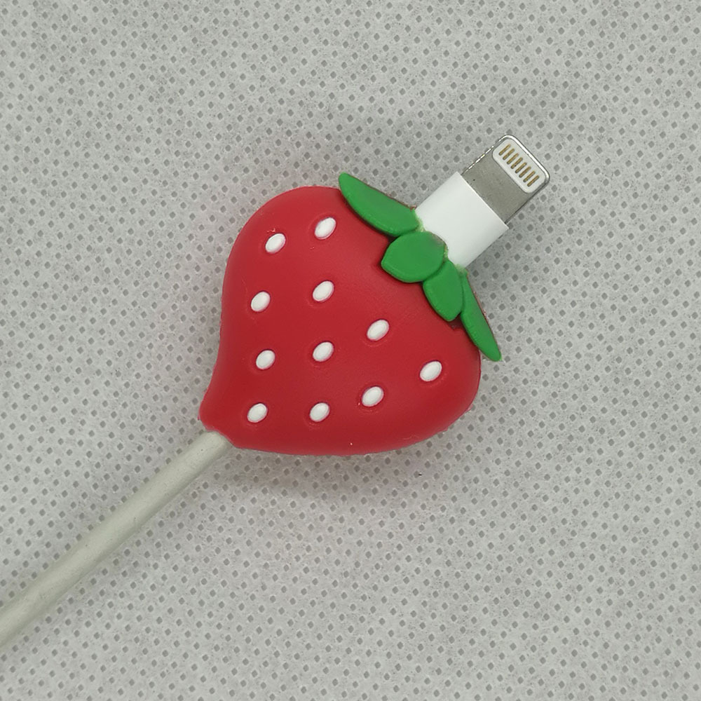 (6er Set) USB C / Lightning Kabel Bruchschutz / Halter / Kabelbeisser Früchte - Design 1