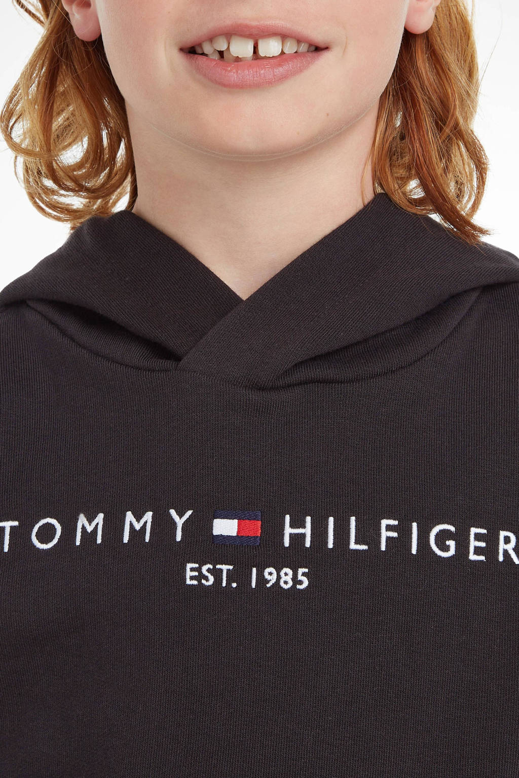 Tommy Hilfiger unisex hoodie met logo zwart