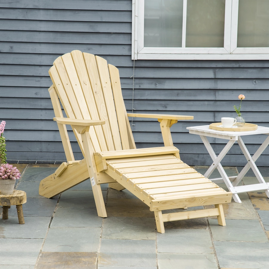Outsunny Gartenstuhl mit Klappfunktion natur