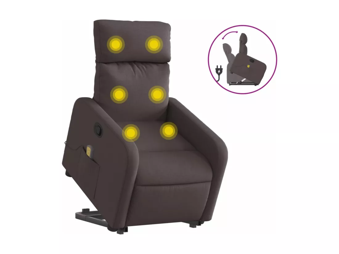 Fauteuil inclinable massant Marron foncé Tissu