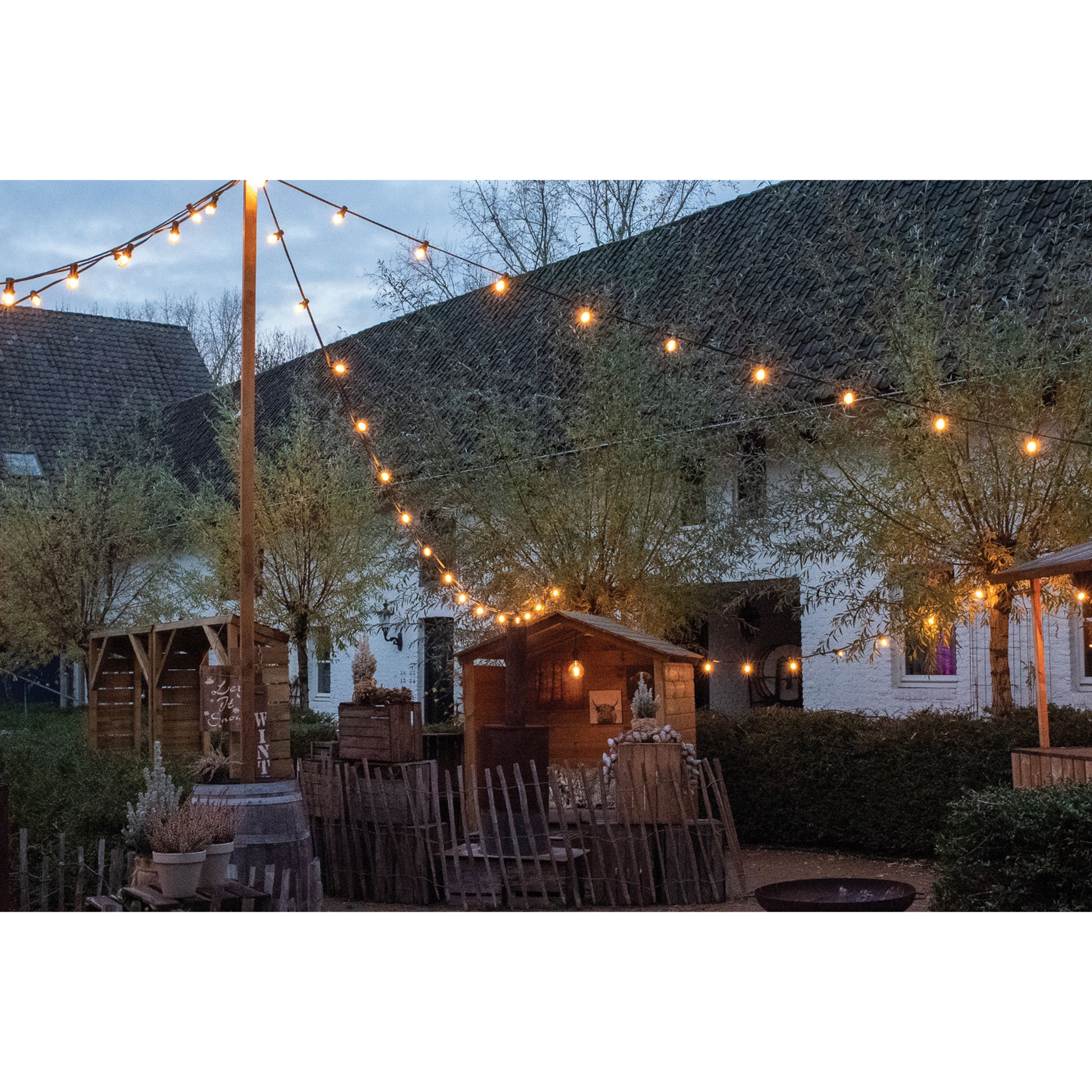 Showgear Festoon Light E27 prikkabel, 10 m en 20 fittingen, zwart