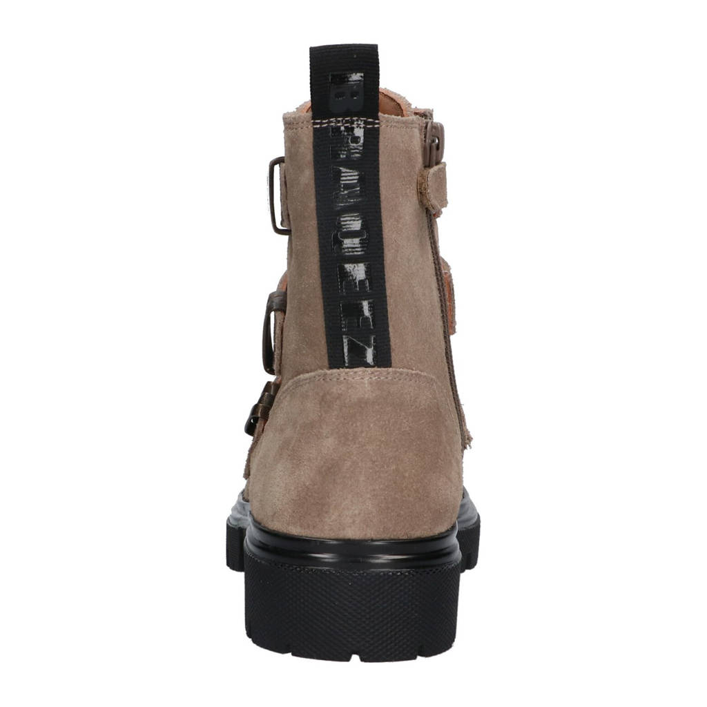 Braqeez suède bikerboots taupe