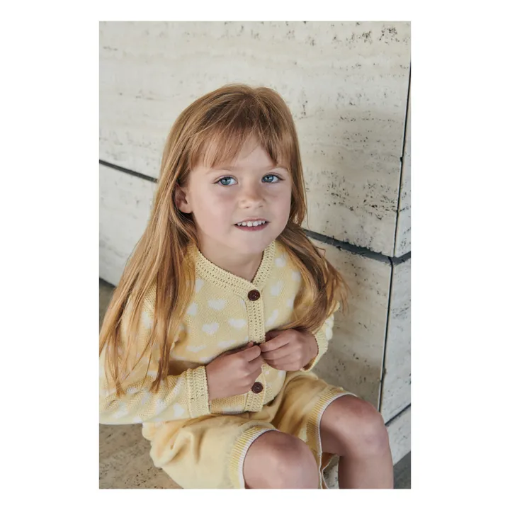 Copenhagen Colors Cardigan Crochet Cœurs | Jaune pâle