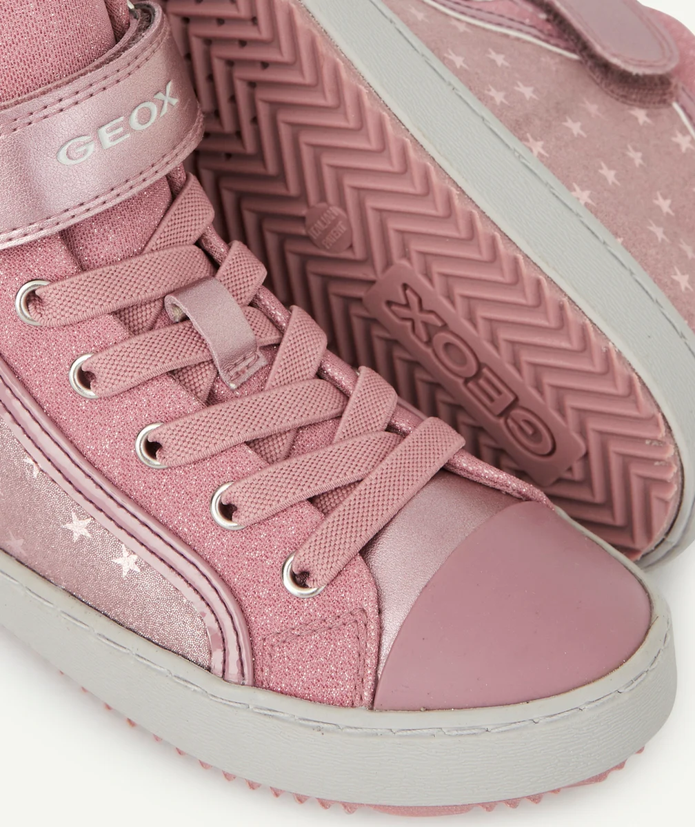 GEOXBASKETS MONTANTES FILLE ROSE AUX ÉTOILES BRILLANTES