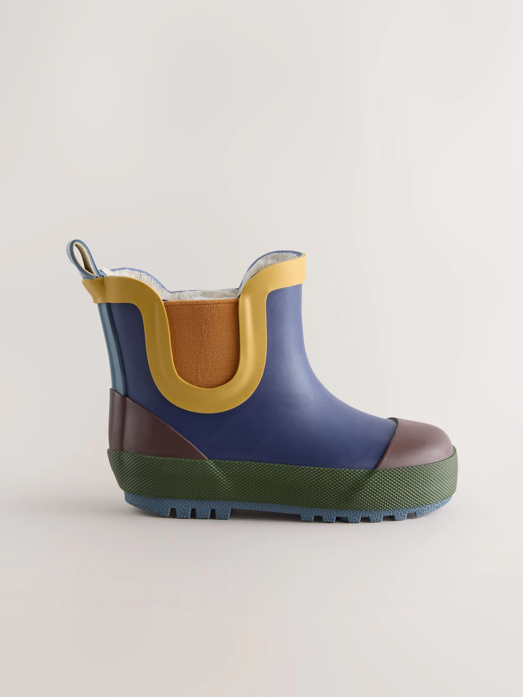 Donkerblauw colourblocking - Warme gevoerde enkellaarzen