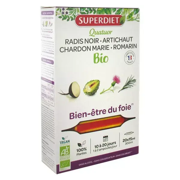 Quarteto Superdiet Organic para o Bem-Estar do Fígado - 20 ampolas