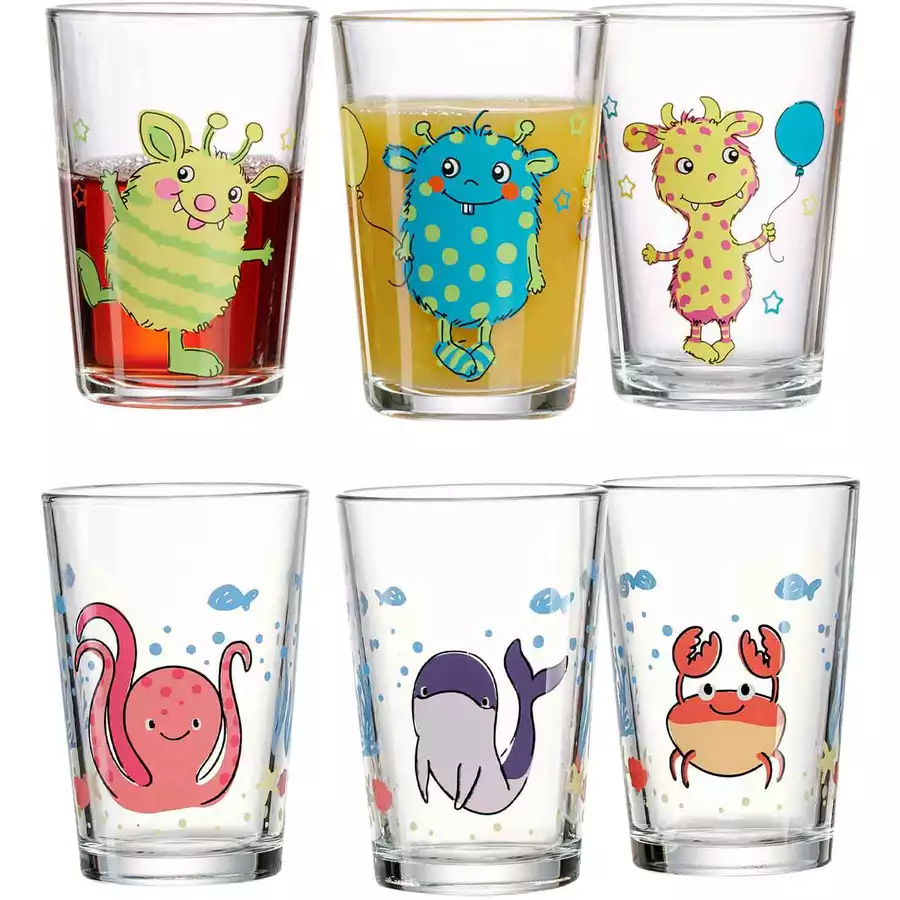 Ritzenhoff & Breker GmbH & Co. KG Kindergläser Meerestiere und Monsterchen 205 ml 6er Set bunt
