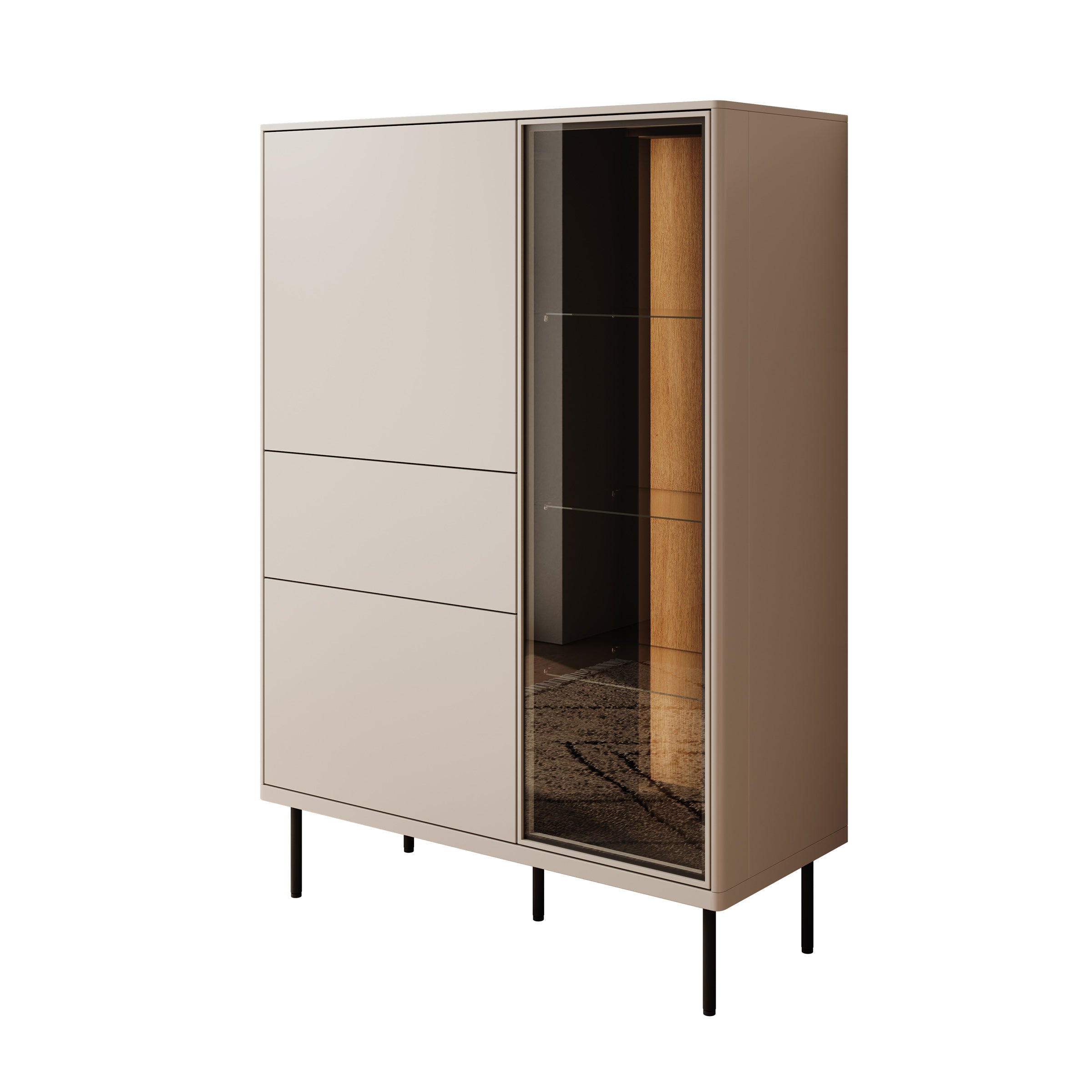 Estrella - Vitrinekast - Beige - 98x41x140 cm