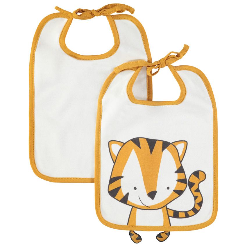Lot de 2 bavoirs à nouer print fantaisie / uni - Jaune
