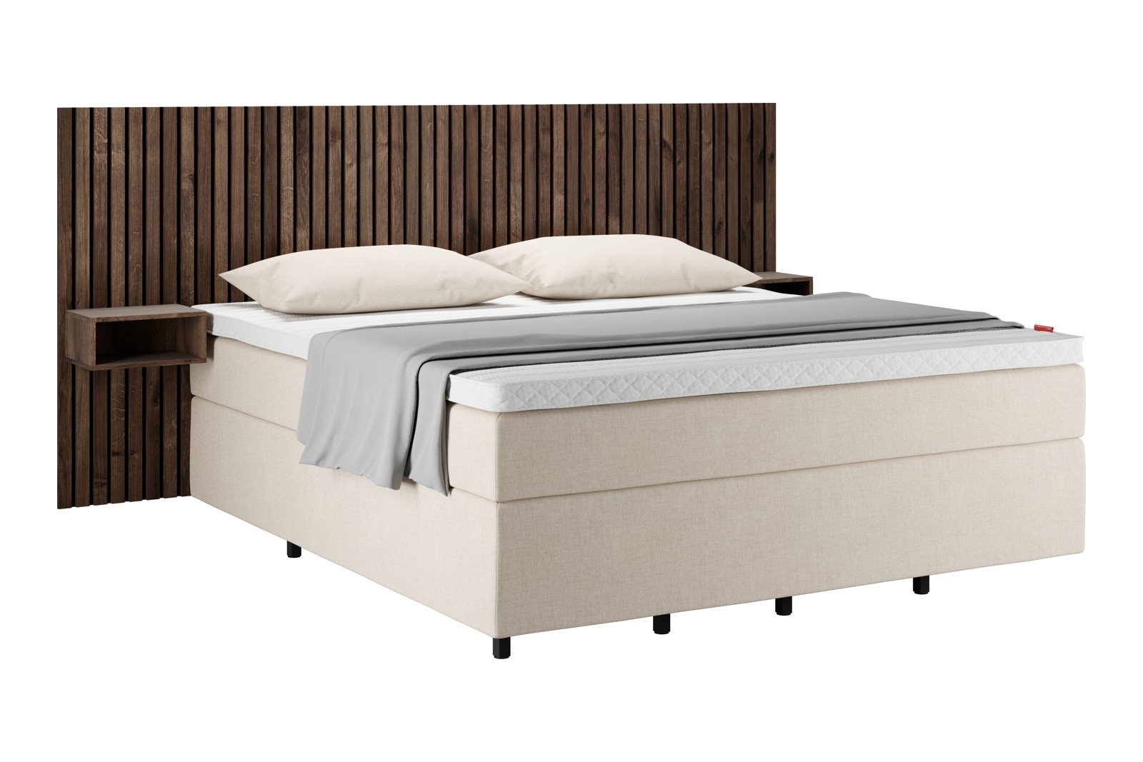 Sensitive 600 Kontinentalseng 180x210 cm Tekstil Sesam 37 Medium/Medium m/Superior latex overmadrass og Float ben 16 cm, Sengegavl selges separat