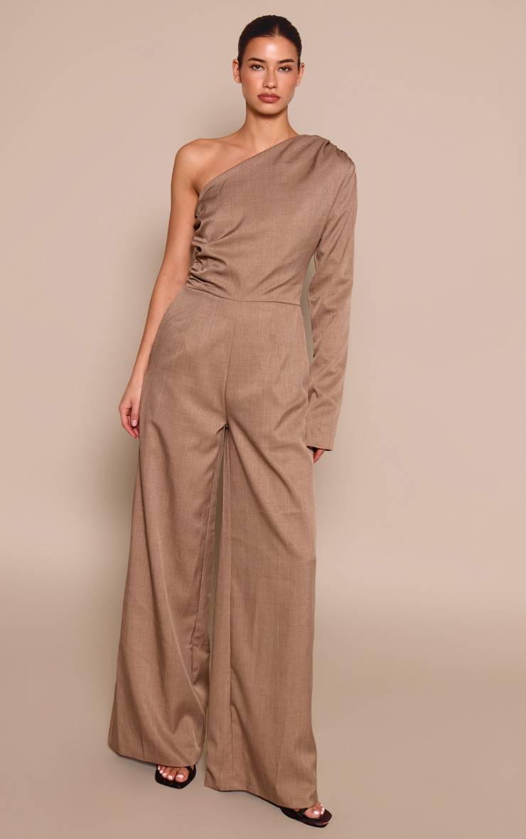 Moka Combinaison Pantalon Ajustée Tissée À Une Manche