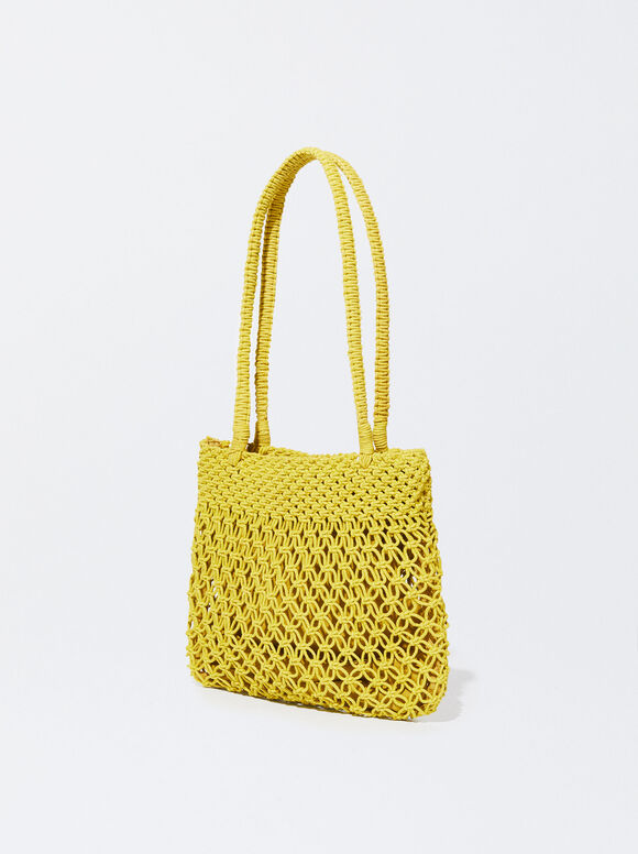 Bolsa de ombro de crochê - Amarela