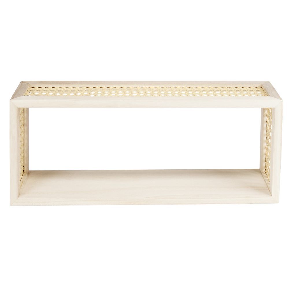 Étagère murale bois et cannage L50x10xH20cm