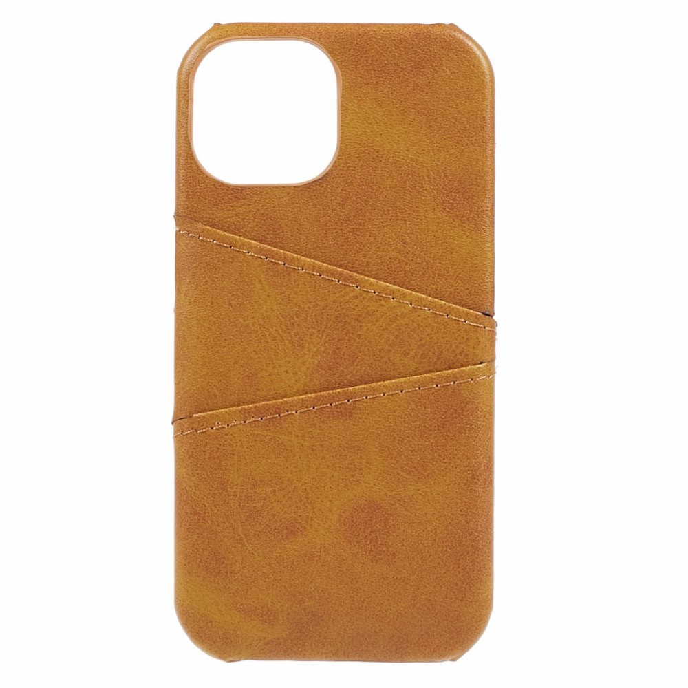 iPhone 15 Leder Hülle Snap Case   Kartenfach - Hellbraun