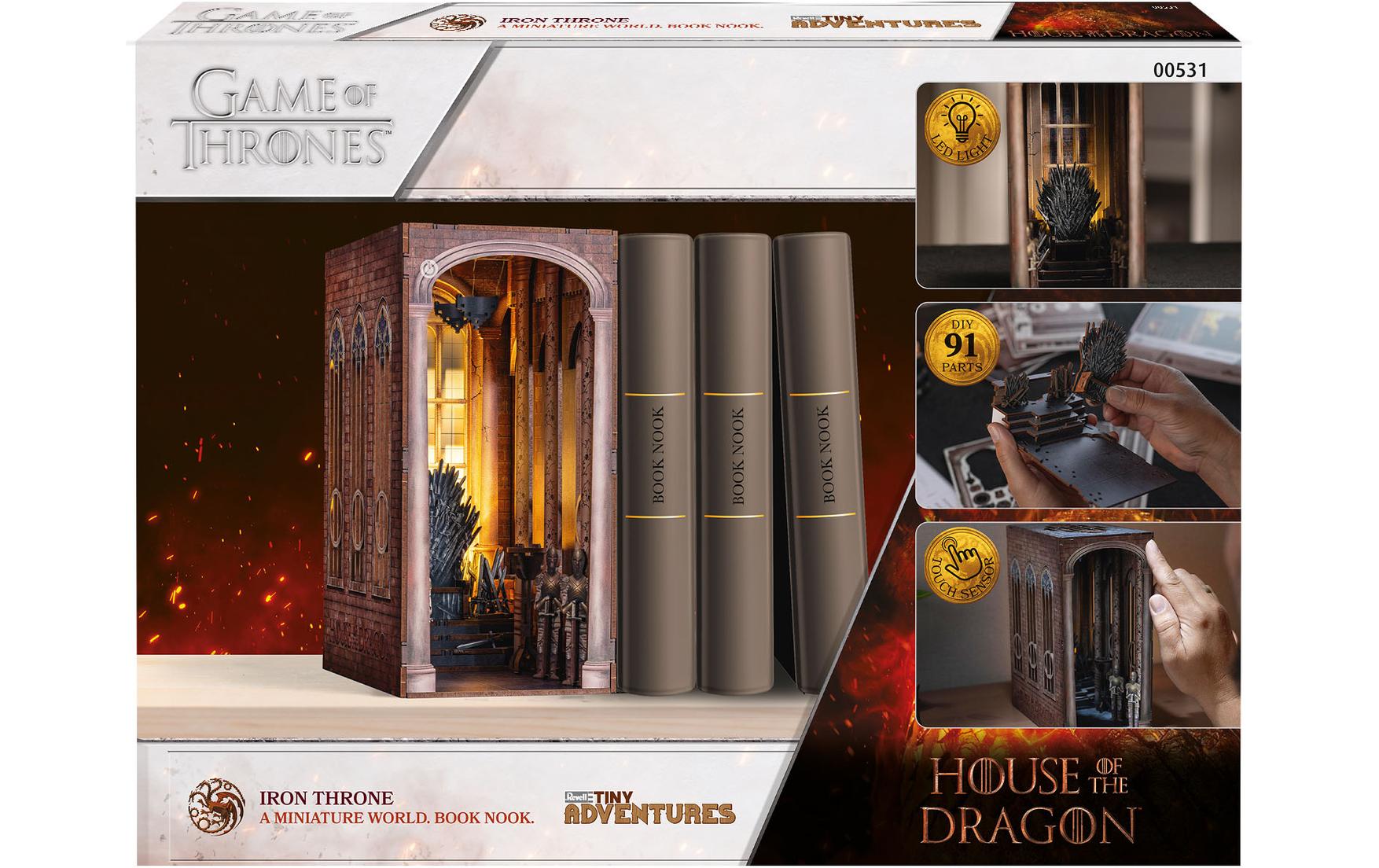 Bausatz Iron Throne Dragon HouseZauberhafte Miniaturwelt mit LED-Beleuchtung für Ihr Bücherregal