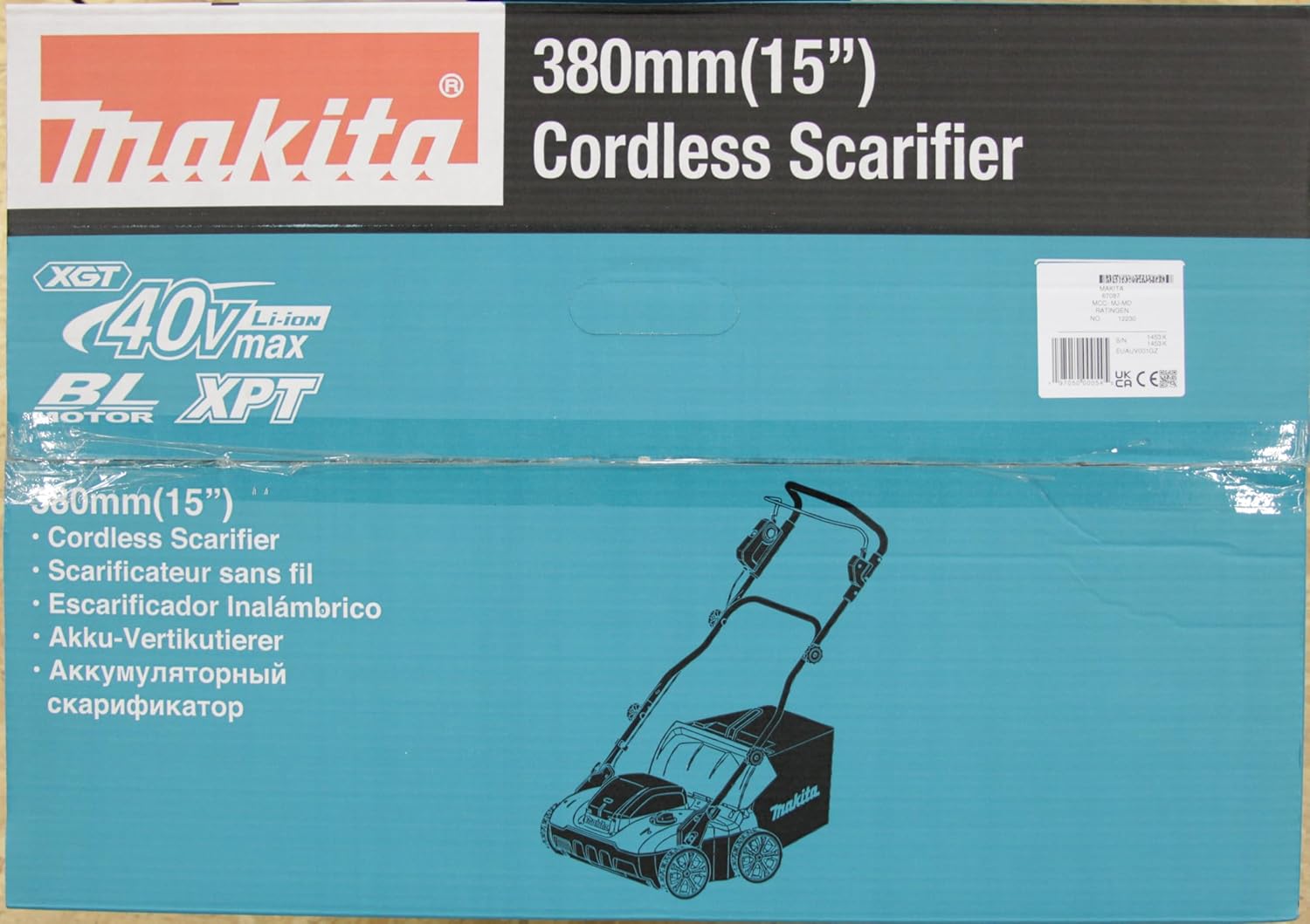 UV001GZ Akku-Vertikutierer 40V max. (ohne Akku, oder Ladegerät)