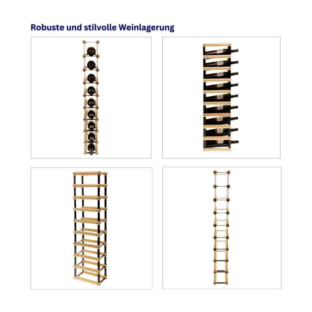 PROREGAL Modulair Wijnrek Vinotega Mod Metaal HxBxD 92,5 x 12,5 x 24,5 cm 1 x 9 Flessen Massief grenenhout Natuurlijk