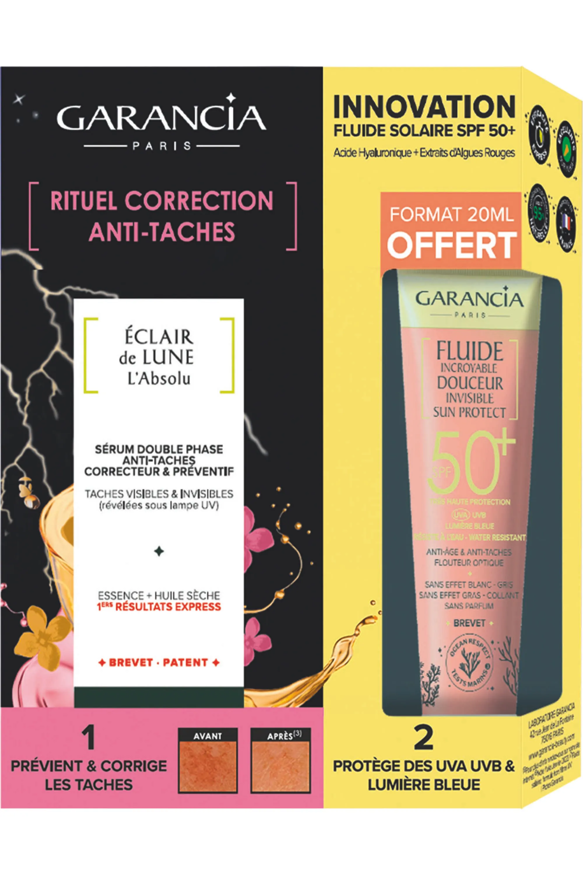 Garancia Coffret rituel correction anti-taches Eclair de Lune L’Absolu 30ml + Fluide Invisible 20ml OFFERT-50 ml