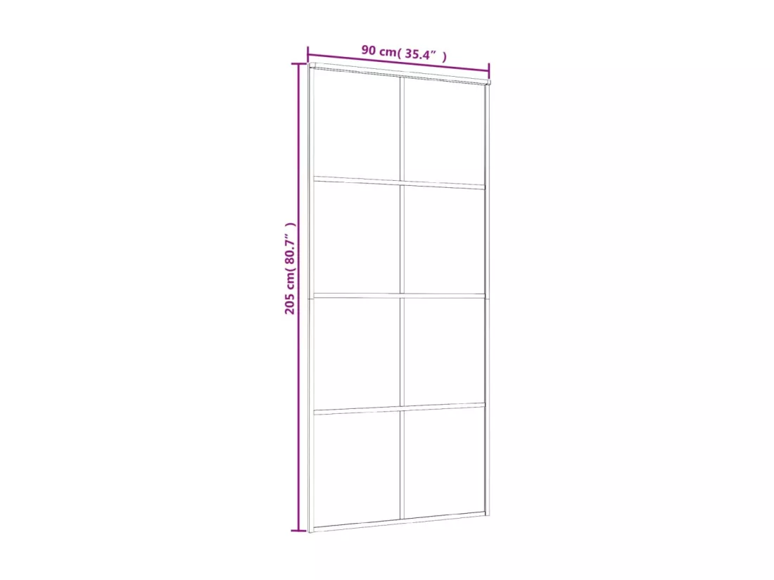 Porte coulissante noir 90x205 cm verre ESG et aluminium