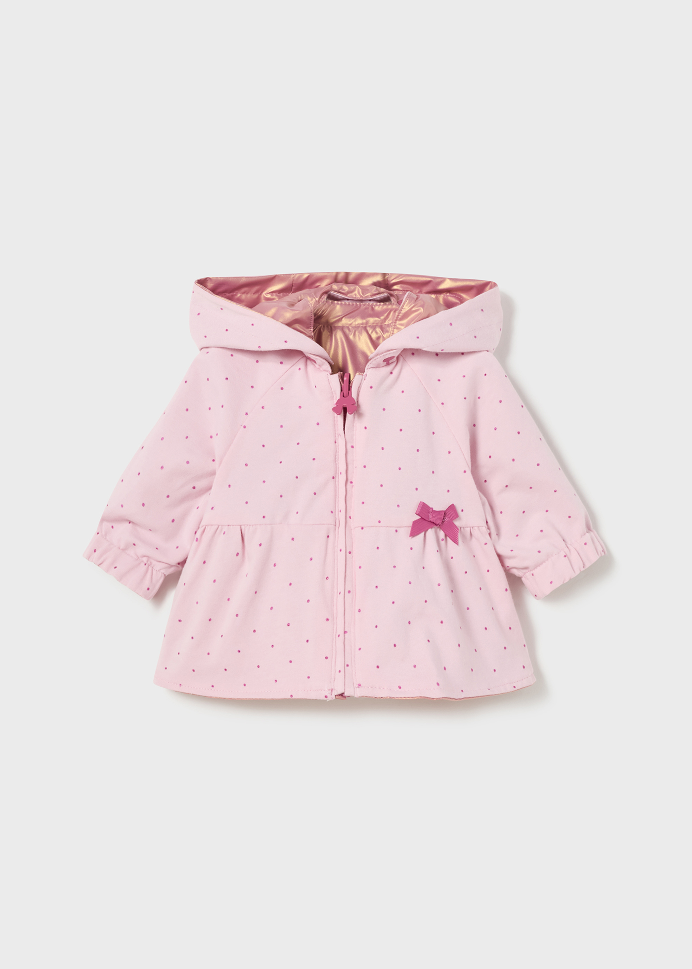 Jaqueta corta-vento reversível com capuz para recém-nascidos