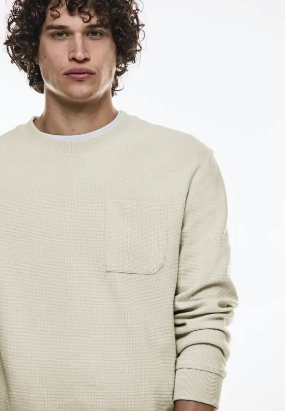 Waffelstruktur Sweatshirt - faded stone