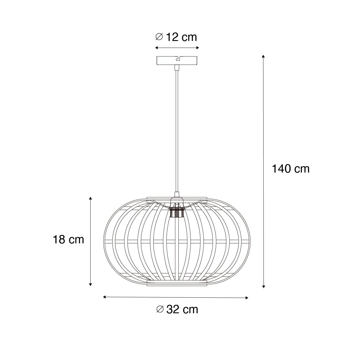 Oosterse hanglamp bamboe 32 cm - Amira