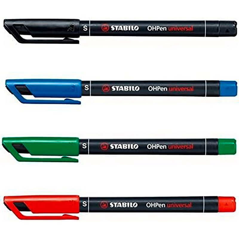 Marqueur permanent OhPen Stabilo pointe 0,4 mm - Pochette de 4
