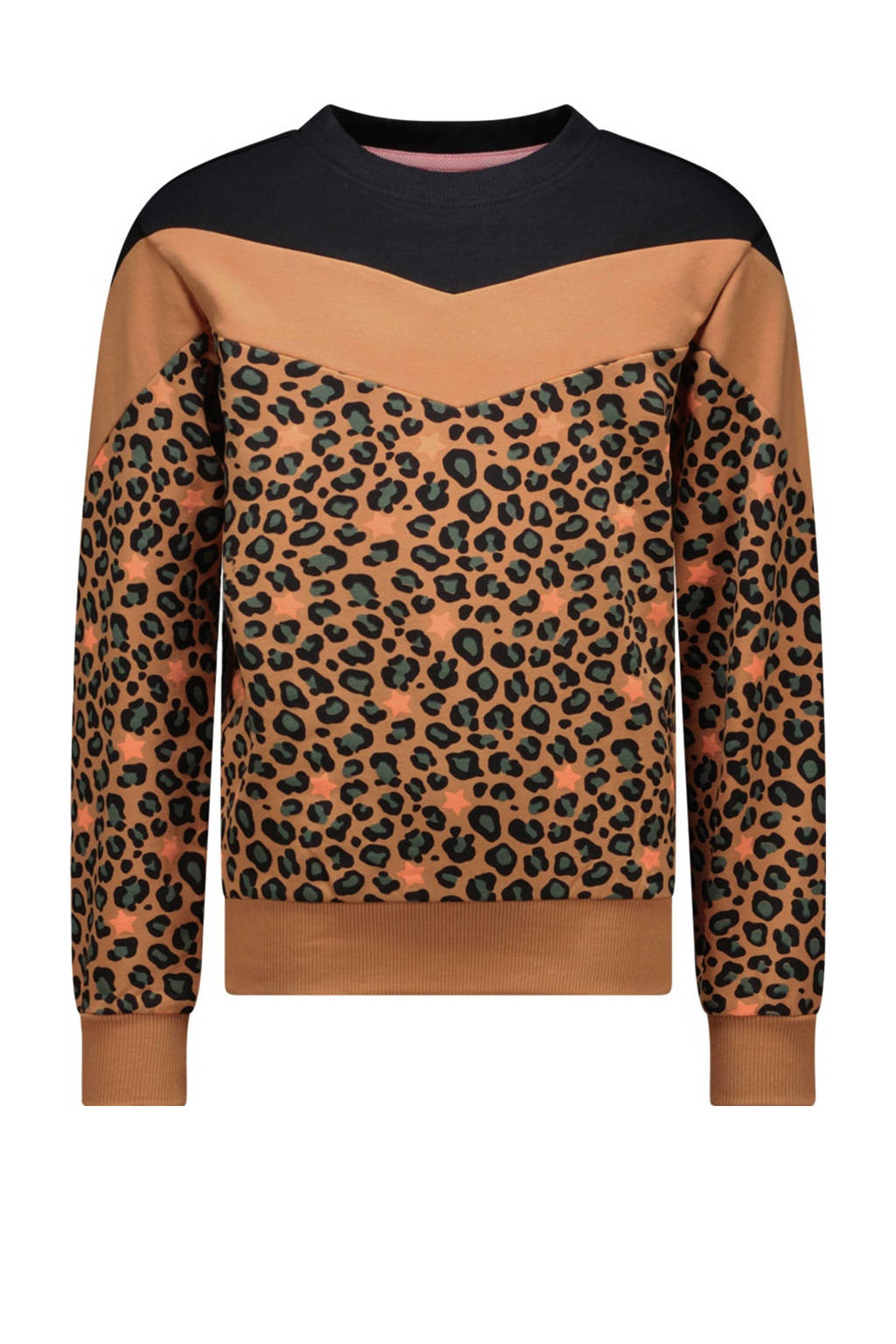 TYGO & vito sweater Sasja met panterprint bruin/zwart