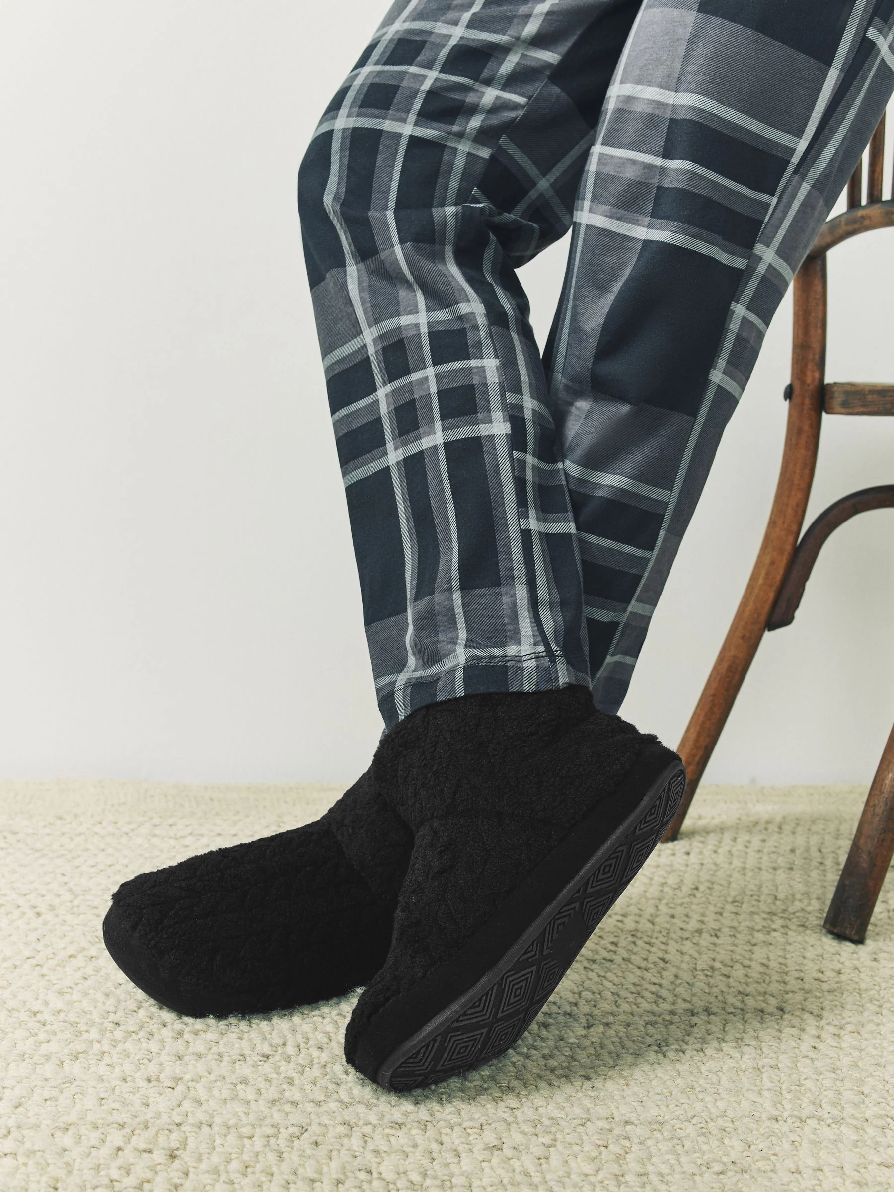 Zwart - Textured Fleece Boot Slippers
