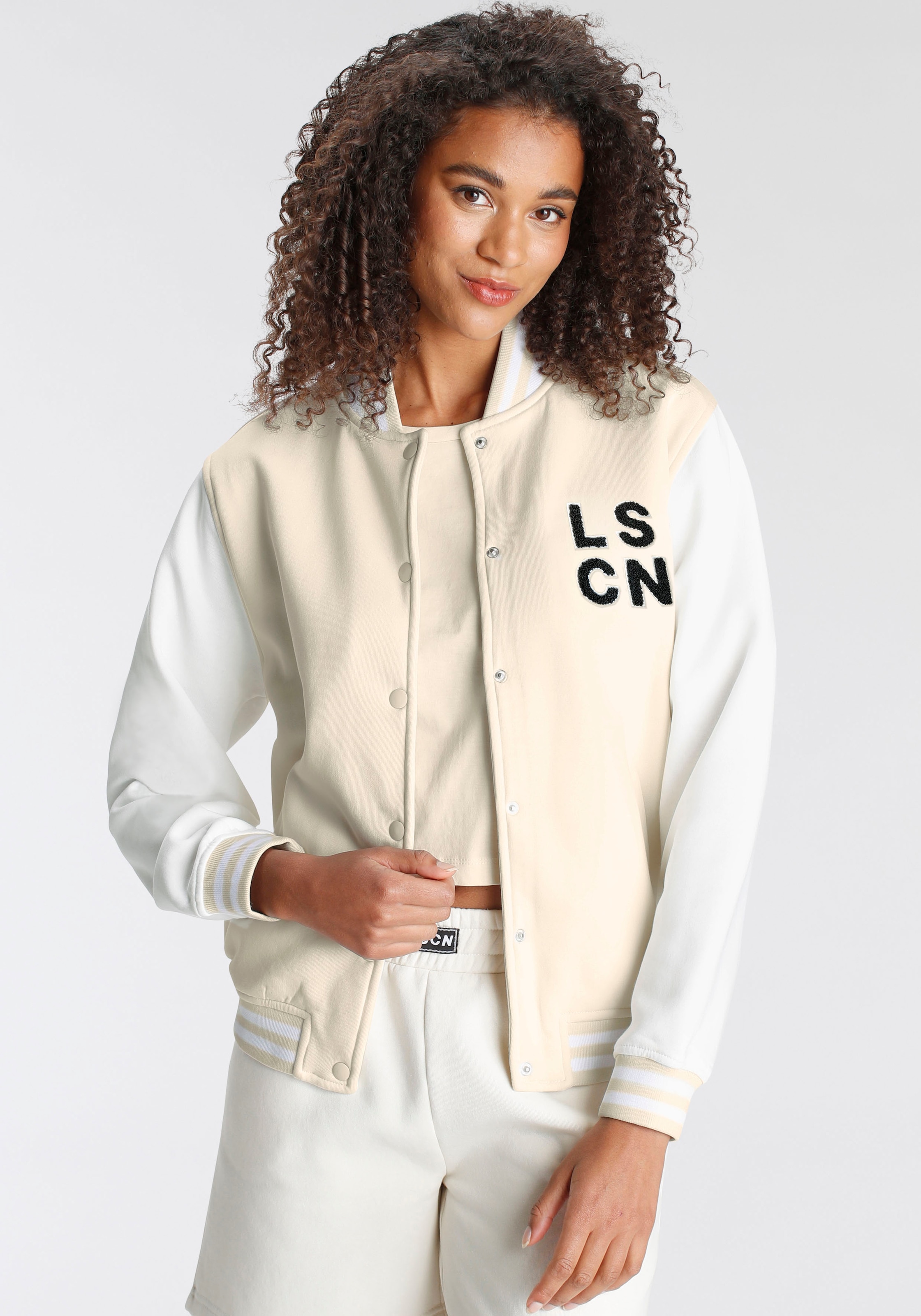 LSCN by LASCANA Sweatjacke , im College Stil, Loungeanzug