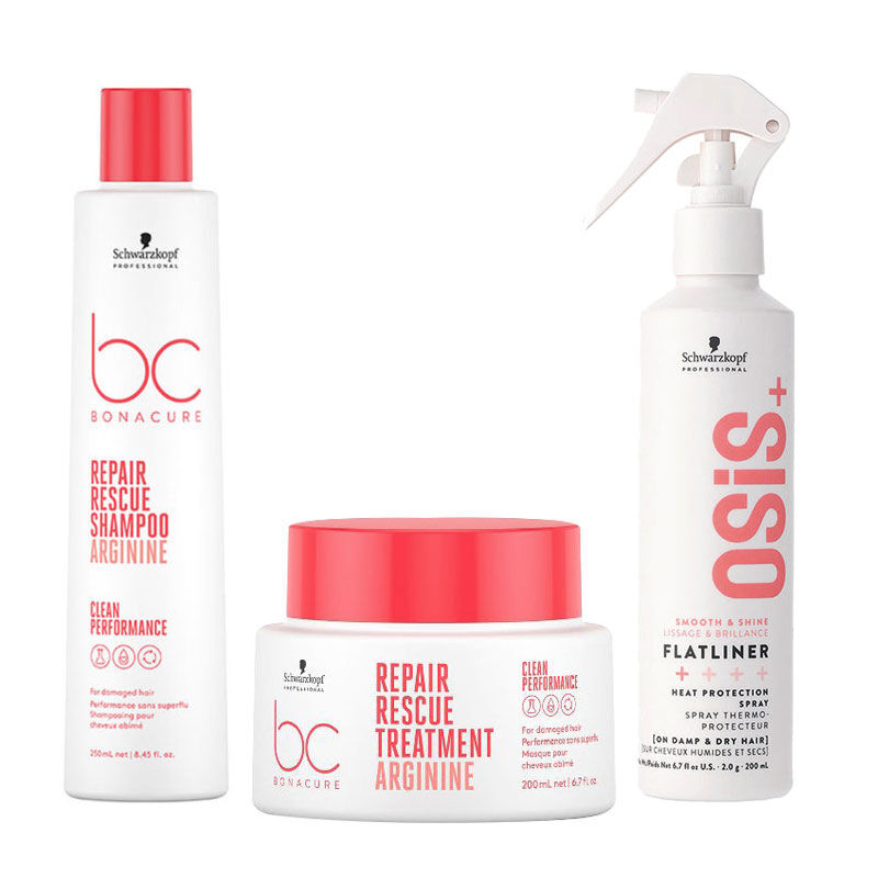 Rituel pour cheveux abîmés BC Repair Rescue et Osis+