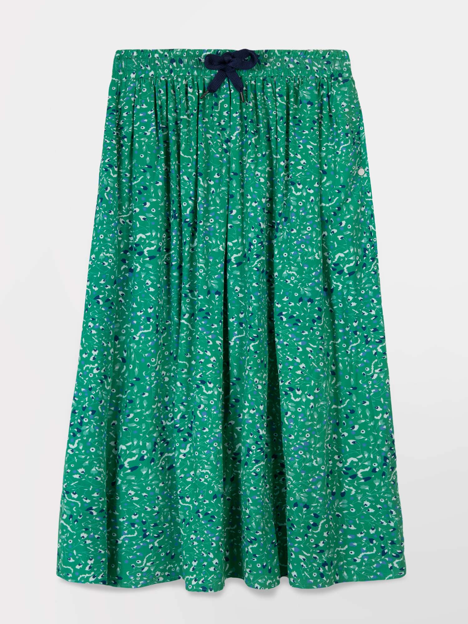 Jupe Midi Femme Ceinture Elastiquée Motif Vert